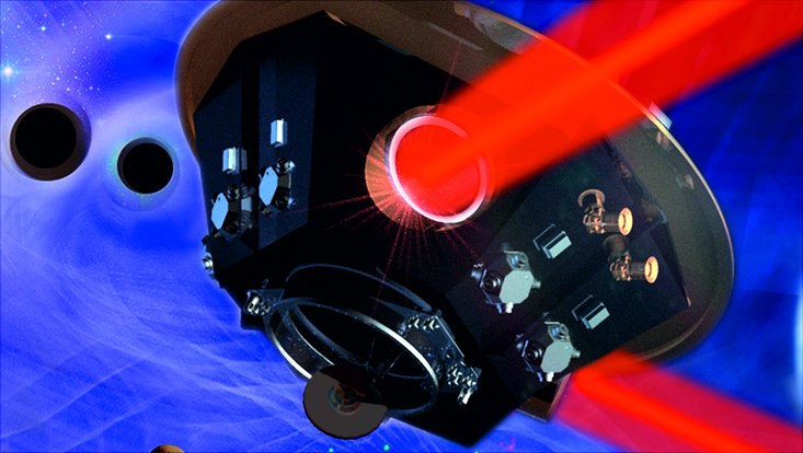 ein Satellit des Gravitationswellendetektors LISA