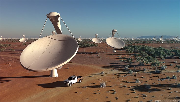photo showing some dishes of the Square Kilometre Array (SKA)