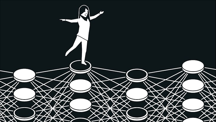 eine Frau tanzt auf einem Netz